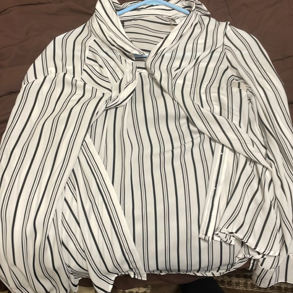 Pinstriped size large dress blouse